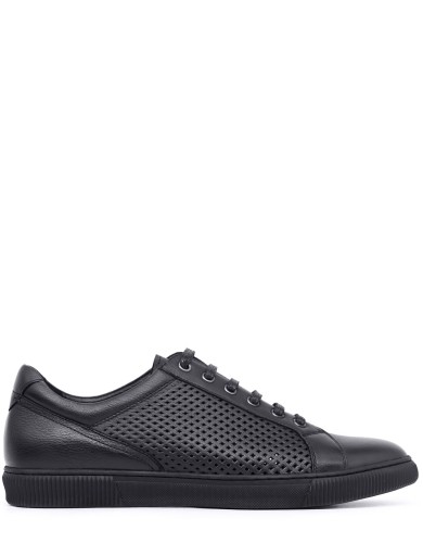 Чорні шкіряні літні кеди