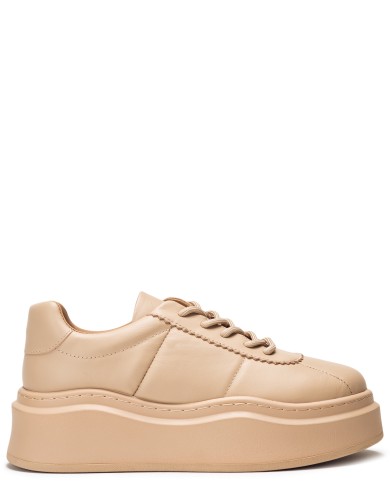 Бежевые кожаные демисезонные кеды