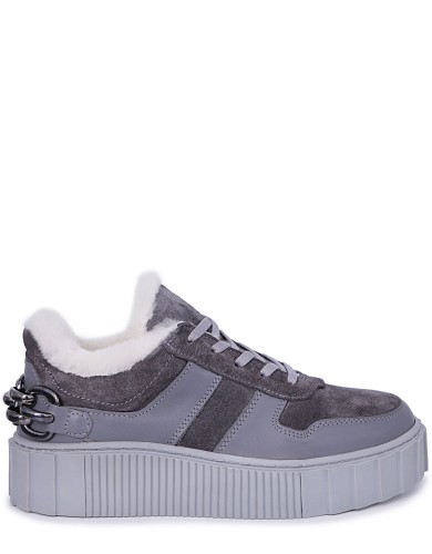 Сірі  шкіряні  зимові кеди