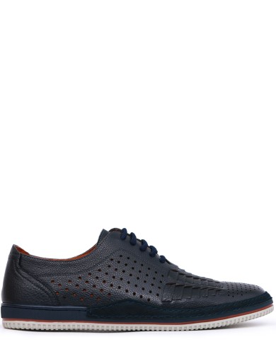 Сині шкіряні літні туфлі