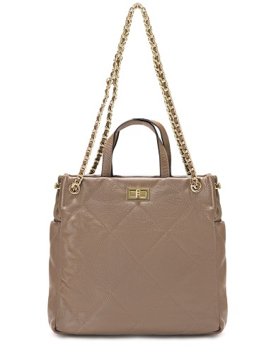 Бежевая кожаная большая сумка