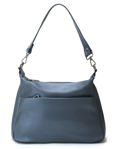 Синя шкіряна середня жіноча сумка