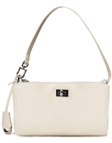 Белая кожаная маленькая женская сумка