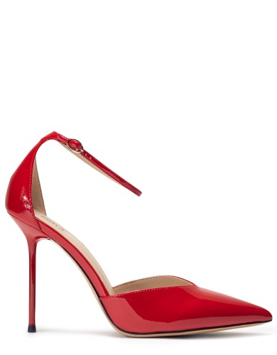 Червоні лакові літні туфлі на підборах