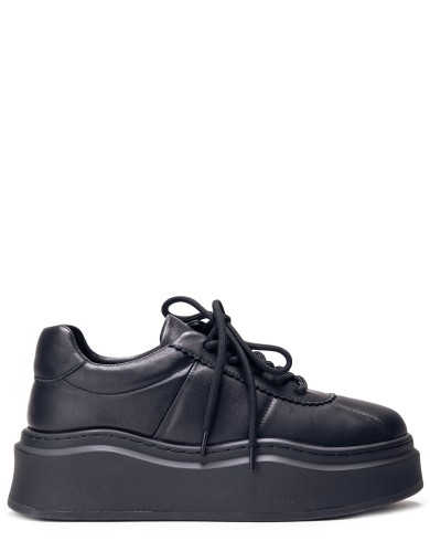 Черные кожаные демисезонные кеды