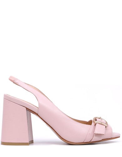 Розоовые кожаные летние босоножки 
