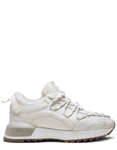 Білі шкіряні зимові кросівки 