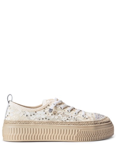 Бежевые текстильные летние кеды