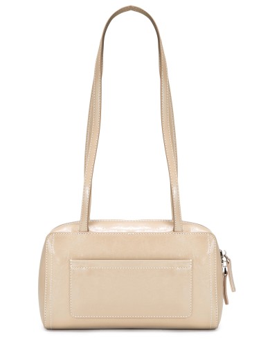 Бежевая кожаная маленькая женская сумка