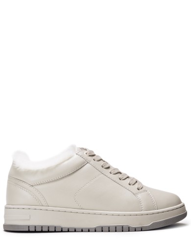 Бежевi шкіряні зимові кеди