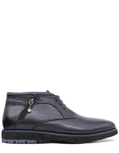 Синие кожаные зимние ботинки