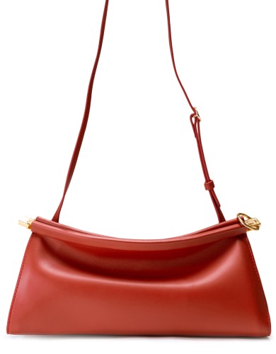 Красная кожаная средняя женская сумка