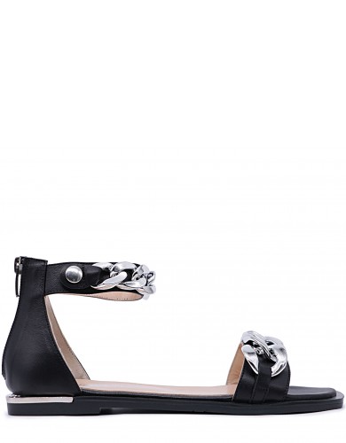 Черные кожаные летние босоножки