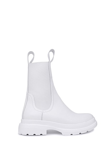 Білі шкіряні  зимові черевики 