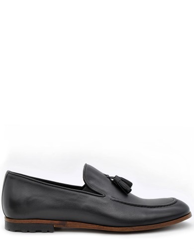 Черные кожаные демисезонные лоферы