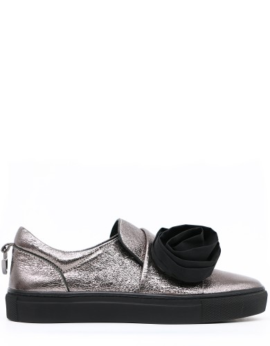 Срібні шкіряні демісезонні сліпони