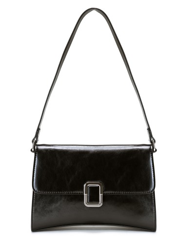 Черная кожаная средняя женская сумка