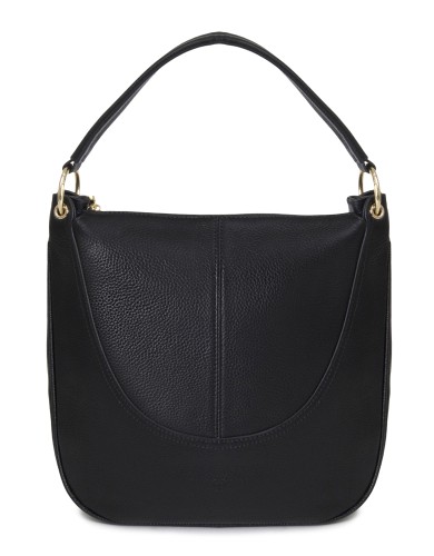 Чорна шкіряна велика жіноча сумка 